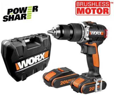 Worx - 2AH Brushless Hammer Drill with 2 Batteries - 20V